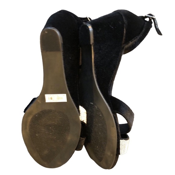 Torrid Rhinestone Demi Wedge Sandal Sz 9.5W Black Velvet Dressy Cocktail Party - Picture 9 of 9